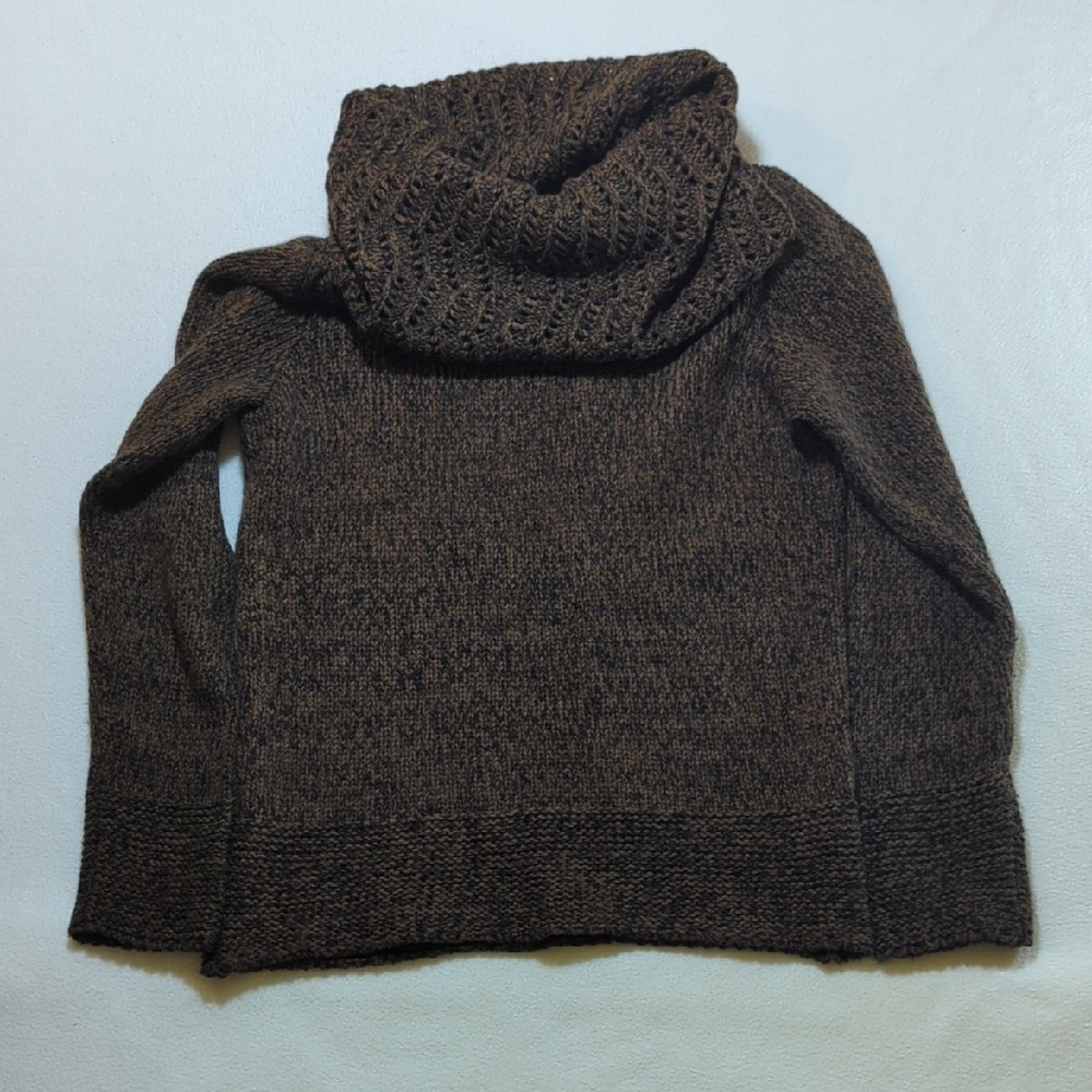 Cozy Chunky Neck Brown Knit Turtleneck Sweater Earthy Boho